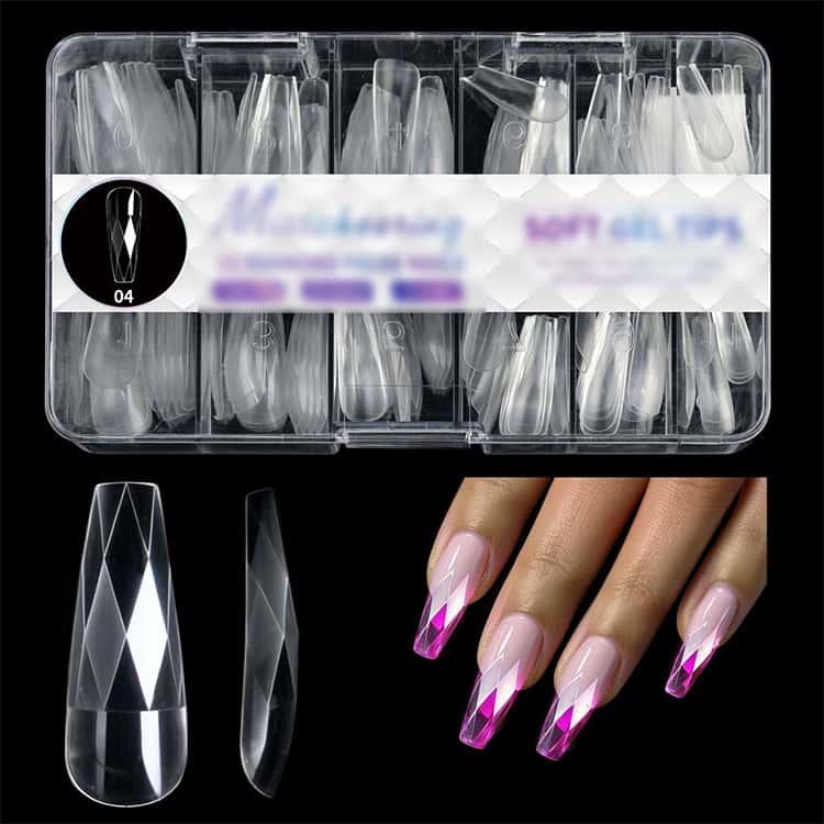 ネイルチップ ショート ひし形 手作り クリア 付け爪 チップ ツケ爪 全