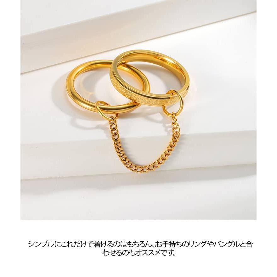 ゴールド 2連 レディース チェーンコネクトリング スタイリッシュな