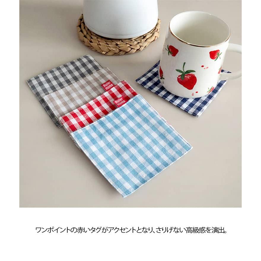 チェック柄 2枚セット コースター キッチン 布 吸水性 チェック 四角
