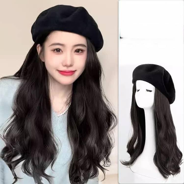 帽子ウィッグ付き ベレー帽春 春夏 ウイッグ ウィッグ付き ウィッグ