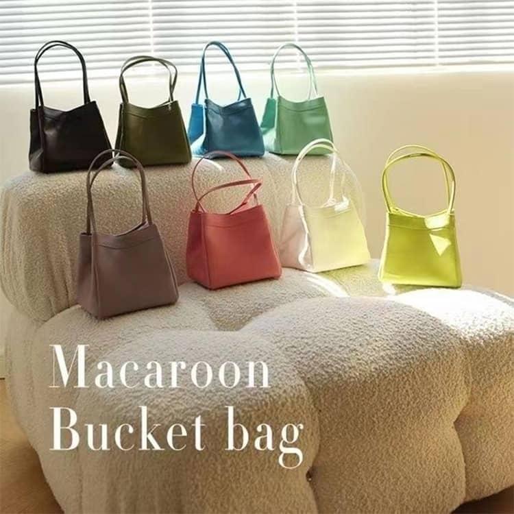 キューブバッグ カラフルフェイクレザースクエアバケットバッグ 軽量