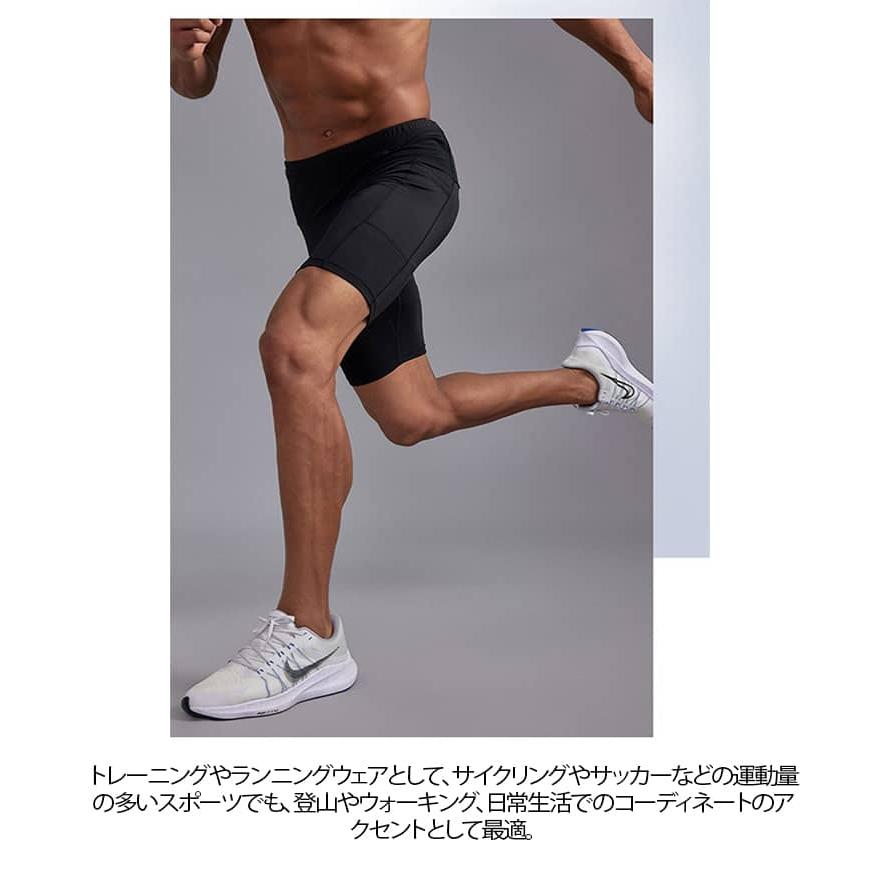 防水ポケット スポーツ ハーフタイツ ランパン ウエストポケット付き