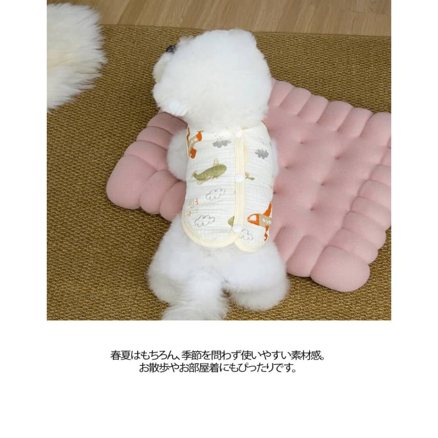 犬 ドッグウェア 背中開き 夏 綿ガーゼ 背中ボタン ペットベスト