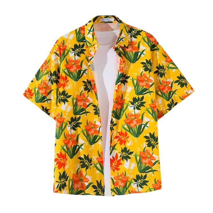 夏 シャツ 花柄シャツ 半袖 キレイめ アロハシャツ ボタニカル 半袖