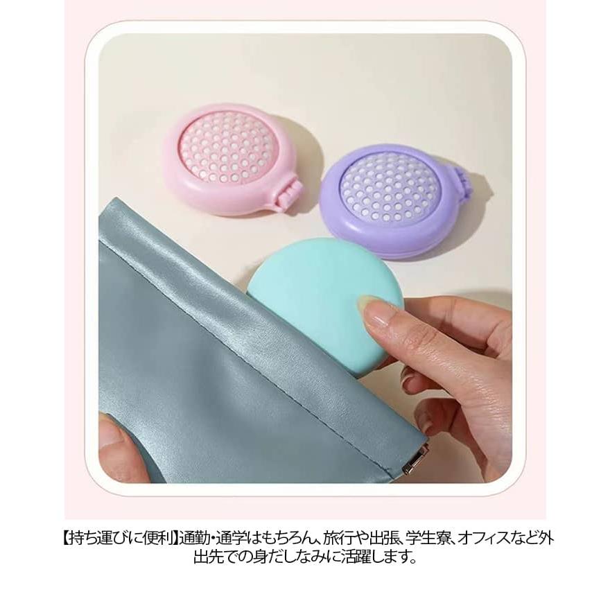 ブルー ヘアブラシ コンパクトミラー 10個セット 折りたたみ 携帯