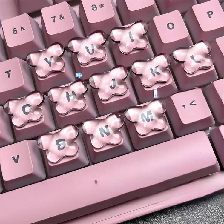 クリア 透明ガラス キーボード 隆起型 ロングネイル専用 100個セット