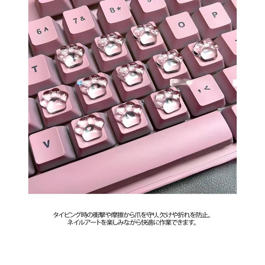 クリア 透明ガラス キーボード 隆起型 ロングネイル専用 100個セット