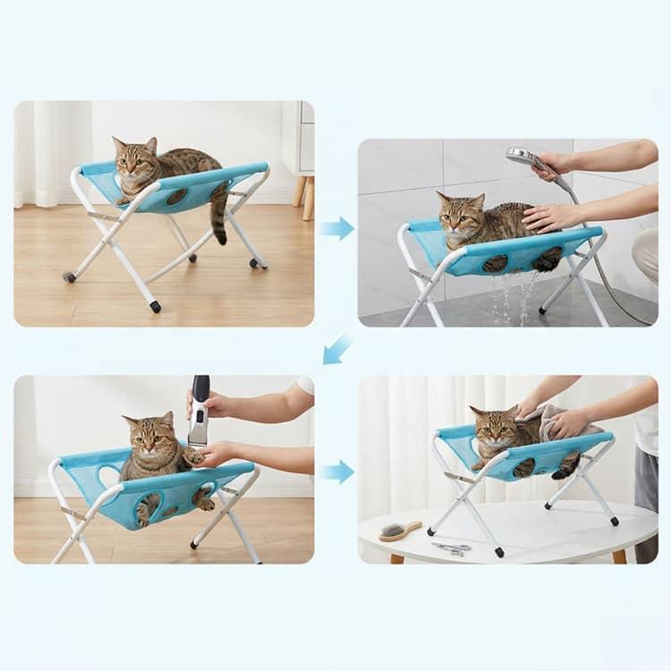 トリミング台 足踏み昇降 360°回転 犬猫用 犬猫兼用のトリミング台 ペット用グルーミングテーブル 折りたたみ式