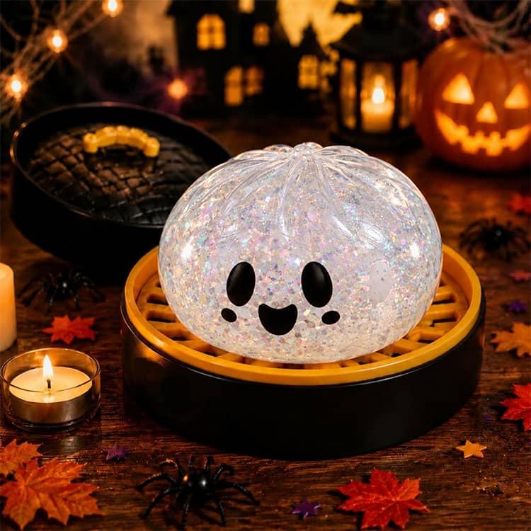 グリッター入り ハロウィンプニプニ肉まんスクイーズ 2個セット 可愛い