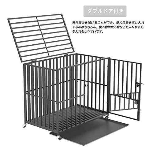 犬用ケージ スチール製 キャスター付き ペットサークル 大きめ 特大 長方形 犬小屋 室内/屋外 夏 おしゃれ アウ 犬小屋