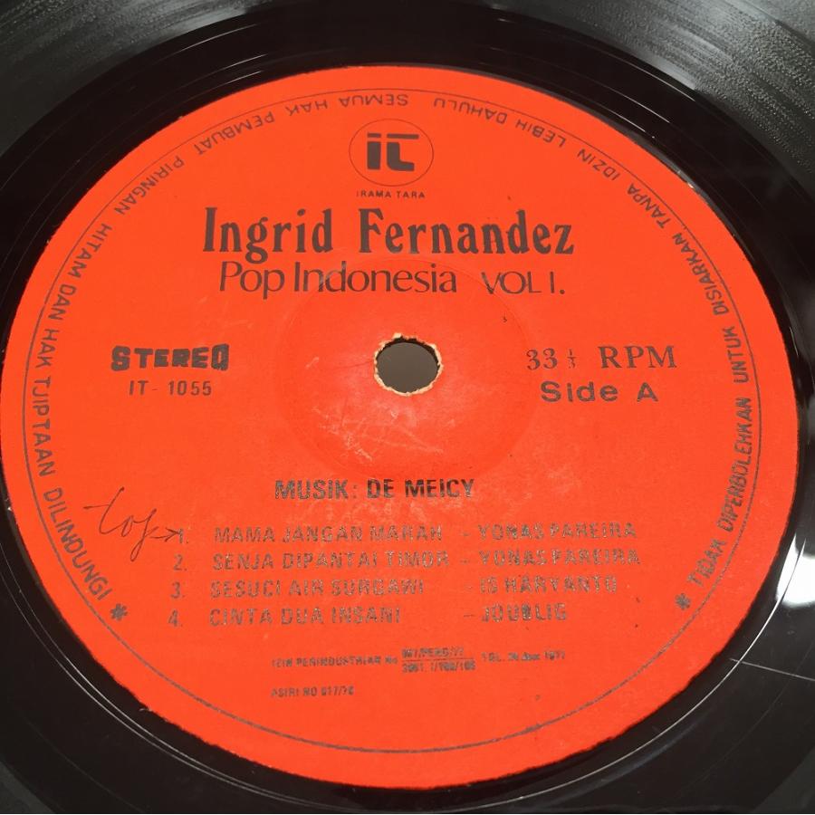 INGRID FERNANDEZ / POP INDONESIA， VOL. 1 (オリジナル盤/INDONESIA) INGRID FERNANDEZ POP INDONESIA， VOL オリジナル盤/INDONESIA 商品説明