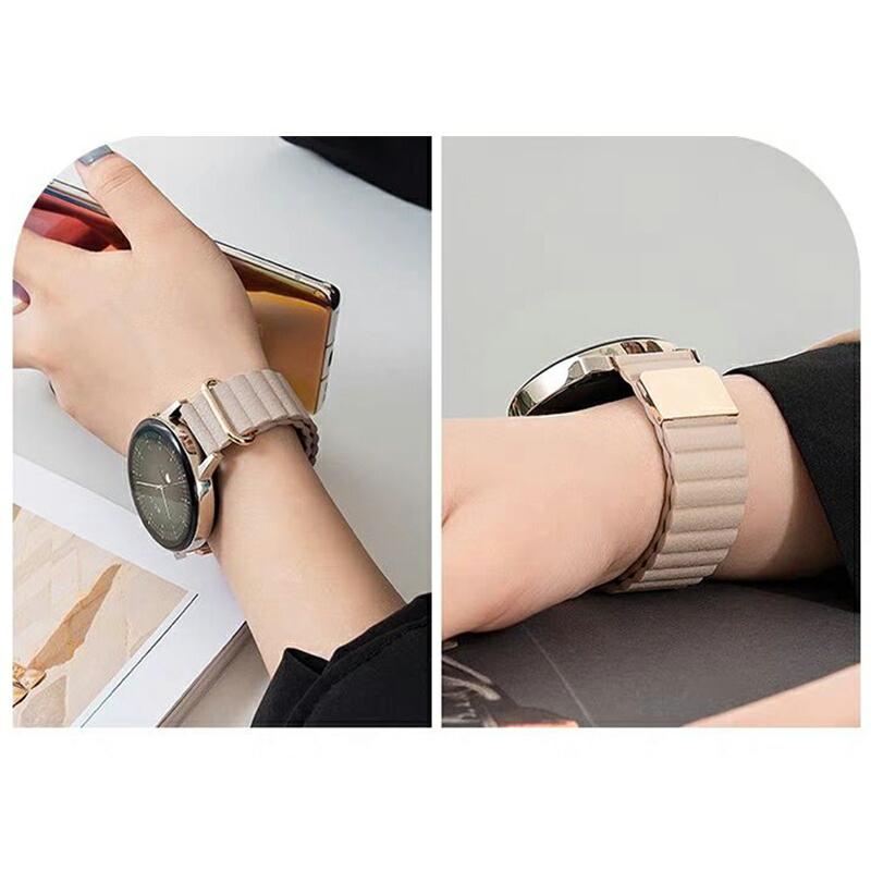Galaxy Watch バンド 20 22mm レザー マグネット 男女兼用 サムスン