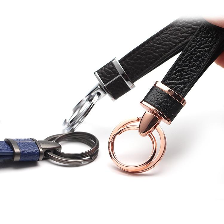 キーホルダー ダブルリングキーホルダー 本革レザー シンプル