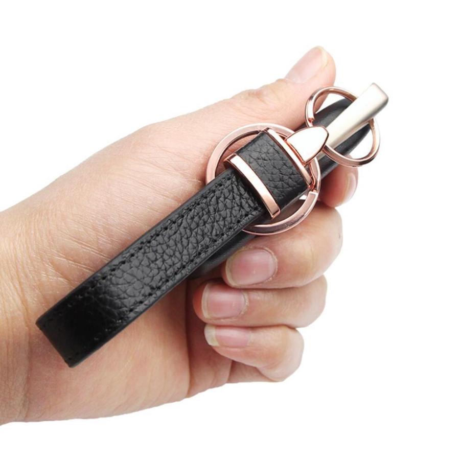 キーホルダー ダブルリングキーホルダー 本革レザー シンプル