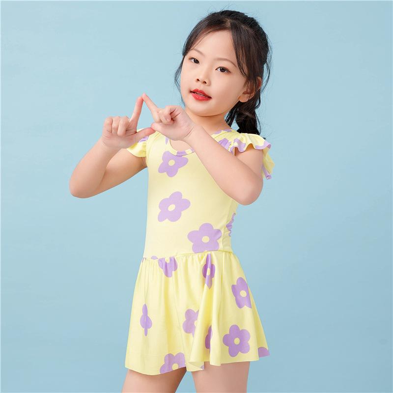 女の子水着 3歳 4歳 5歳 ワンピース スイミング UVカット 速乾 肩フリル 