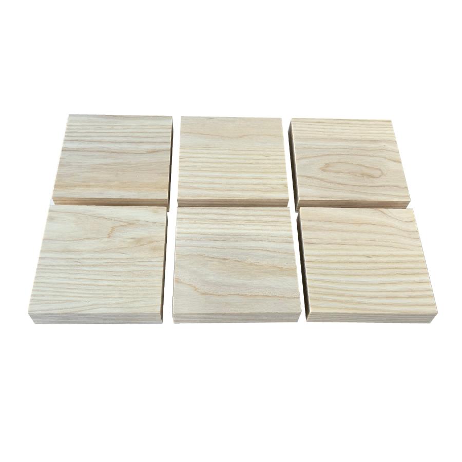 木材 ホワイトアッシュ集成材 横ハギ 20mm厚 幅100mm 長さ100mm 6枚