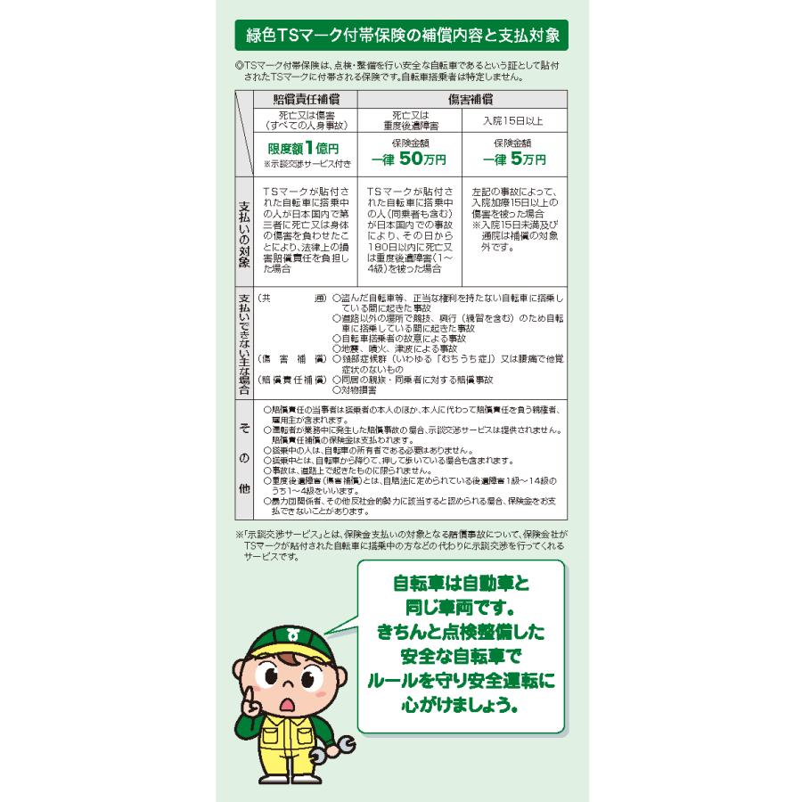 ＊1〜3営業日発送＊【傷害保険】TSマーク(緑色)付帯保険【安全整備】（初期整備代含む） |  | 03