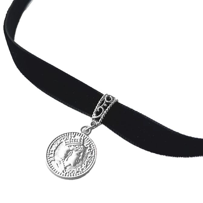 チョーカー 黒 ベロア ベルベット リボン チャーム付 メンズ レディース キッズ 細い 0.9cm幅 長さサイズ ベロア 日本製 メール便 dplus arts |  | 30