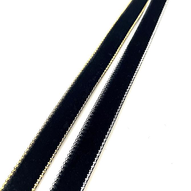 ラメ チョーカー 黒 ベルベット リボン メンズ レディース 細い 0.9cm