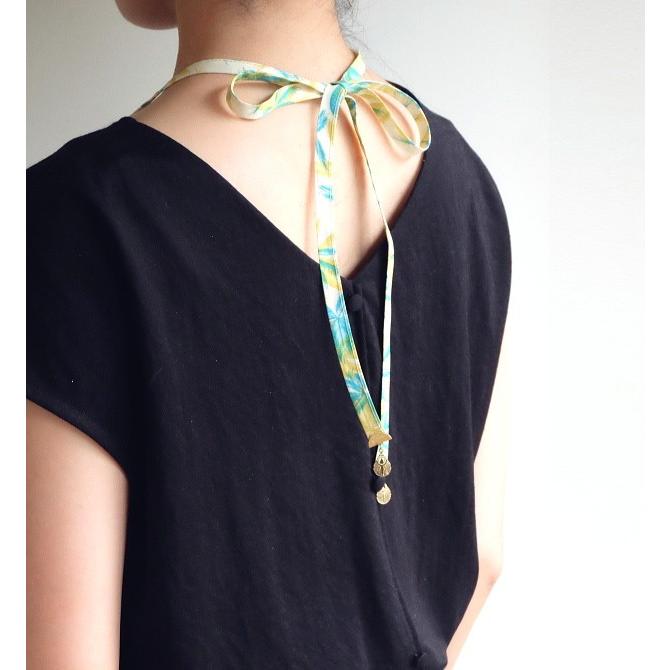 後ろ姿も美しい リボン ネックレス メンズ レディース 星 花 ドット 柄 黒 ブルー イエロー メール便 dplus arts |  | 04