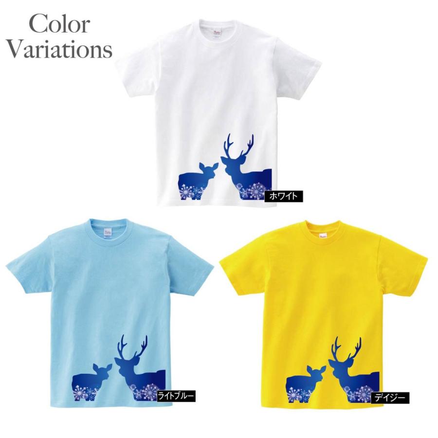 Tシャツ しか シカ 鹿 子鹿 シルエット 雪 結晶 冬 親子 和風 可愛い グラデーション メンズ レディース 子供 キッズ イラスト ビック Big 大きいサイズ Bluetreet63 D Pop 通販 Yahoo ショッピング