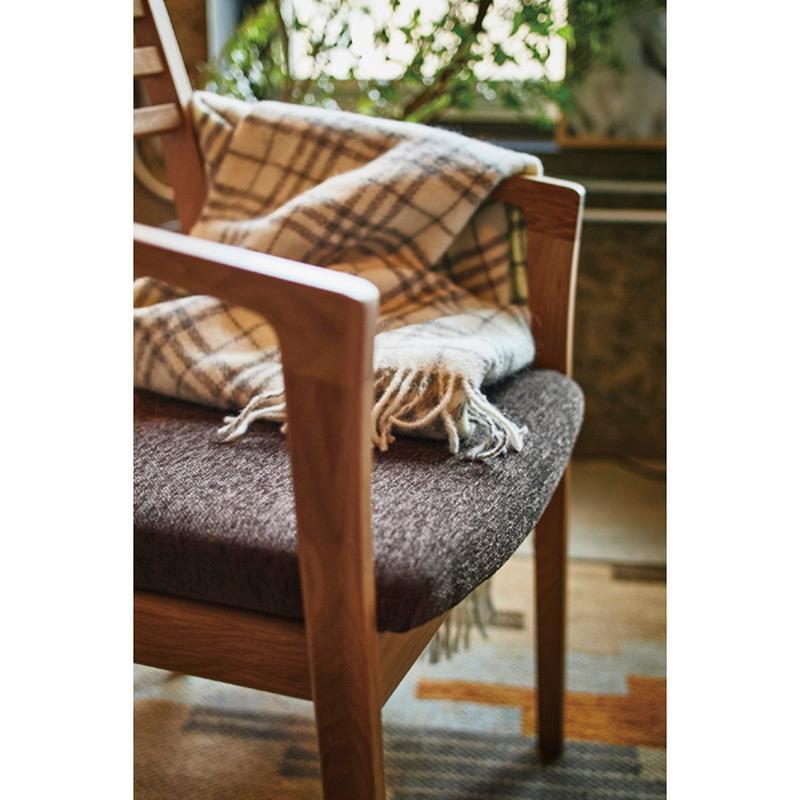 アームチェア 【ナチュラル】 天然木(オーク) ウレタン塗装 ポリエステル 