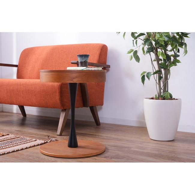 サイドテーブル 【ブラウン】 天然木化粧合板(オーク) 天然木化粧繊維板(オーク) 天然木(ラバーウッド) ラッカー塗装