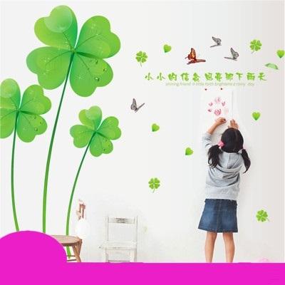大きな 四つ葉のクローバー 特大 新作 大人気 3d ウォールステッカー 剥がせる お洒落 壁紙 デコ シール インテリア 家具 防水 葉っぱ 森 床 壁 Diy