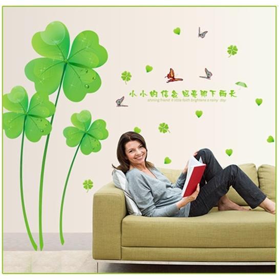 受賞店舗 大きな 四つ葉のクローバー 特大 3d ウォールステッカー 剥がせる お洒落 壁紙 デコ シール 防水 Diy 壁 床 家具 インテリア 森 葉っぱ Hadian Ir