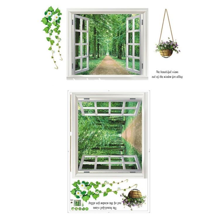 癒しの3D窓 ウォールステッカー 南国 森の一本道 騙し絵 トリック