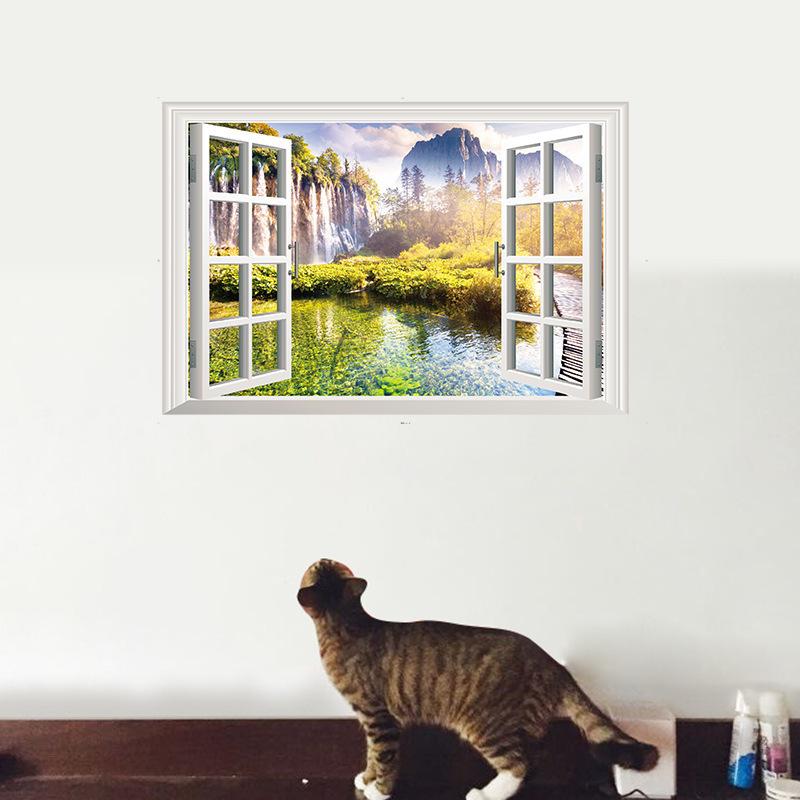癒しの3D窓 ウォールステッカー 湖×森 騙し絵 トリックアート