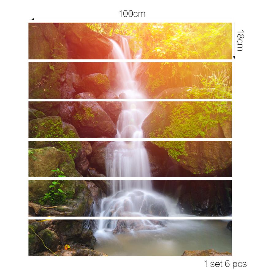 人気のファッションブランド 森と滝 階段用 ステッカー サイズ18x100cm 6枚セット ウォールステッカー 装飾 剥がせる 可愛い 和風 カンタン Diy 壁紙シール Fs023 Cisama Sc Gov Br