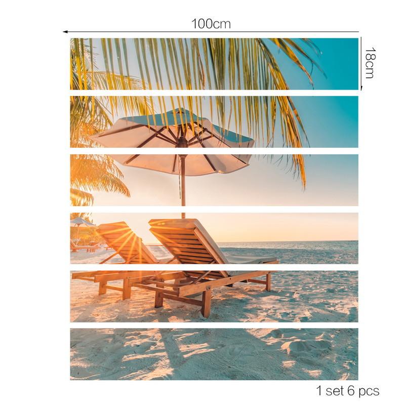 63 Off サンセット ビーチ 階段用 ステッカー サイズ18x100cm 6枚セット ウォールステッカー 装飾 剥がせる 南国 カンタン Diy 壁紙シール Fs067 Cisama Sc Gov Br