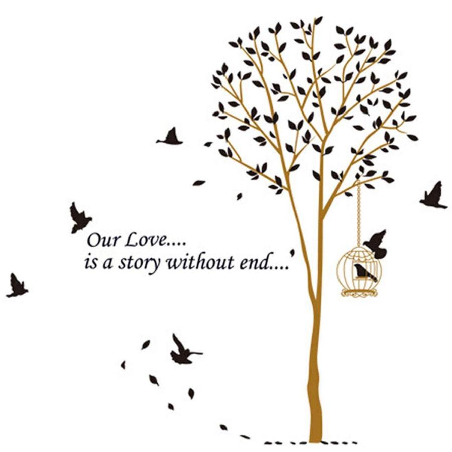 Sale 72 Off ビッグツリー 小鳥と木 ウォールステッカー 葉っぱ 木 モノトーン シルエット シール C862 Cisama Sc Gov Br