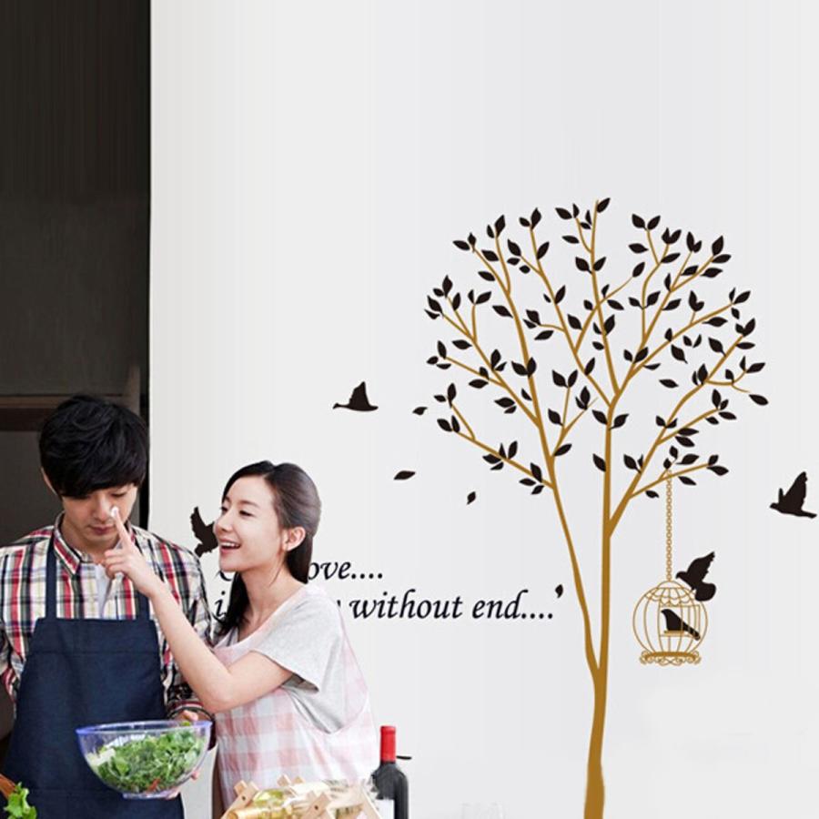 Sale 72 Off ビッグツリー 小鳥と木 ウォールステッカー 葉っぱ 木 モノトーン シルエット シール C862 Cisama Sc Gov Br