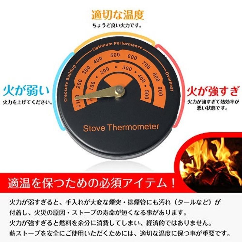 強磁力！500度まで計測可能！マグネット式 ストーブ温度計 サーモ