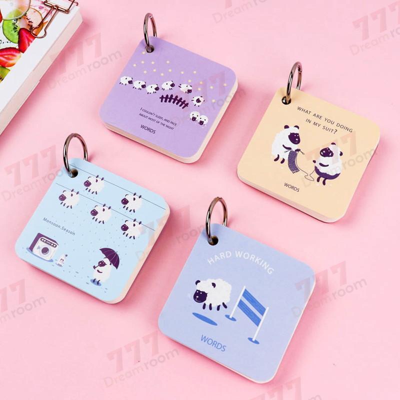 Cute スクエア 単語カード 4冊セット 暗記カード 暗記効率アップ カードリングとじ