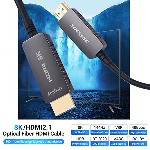 ショッピング日本 SOEYBAE 8K 光ファイバーHDMIケーブル HDMI 2.1ケーブル 超高速伝送 48Gbps 8K@60Hz 4K@120Hz (100M)