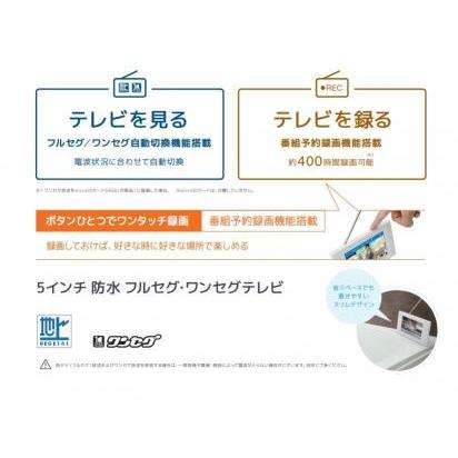 【STAYER】5インチ 防水フルセグワンセグ ポータブルテレビ 録画機能付き 