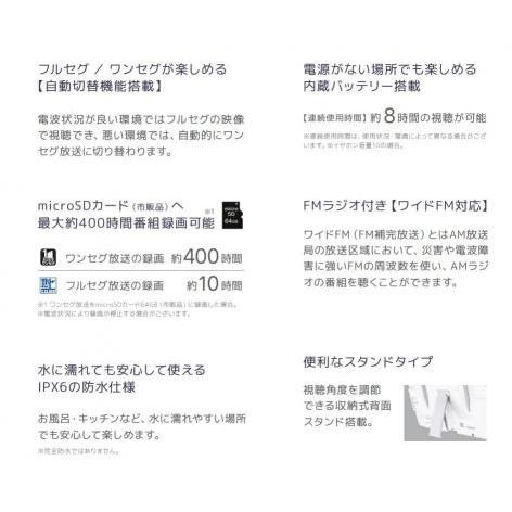 【STAYER】5インチ 防水フルセグワンセグ ポータブルテレビ 録画機能付き 