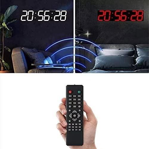 Soulitem デジタル時計 壁掛け 大型 LED大画面卓上置き時計 時計 デジタル 壁掛け 大きい目覚まし時計 多機能工場掛け時計 時間/カレンダー/温度表示 12H/24H時 壁掛け