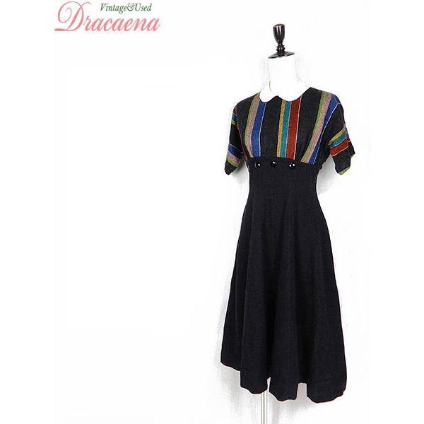 日本産 50s ワンピース ヴィンテージ 古着 レディース 人気 ヴィンテージ ビンテージ メンズ古着 レディース古着 古着 ストライプ 古着 レトロ ロング 半袖 コの字ジップ 切り替え グレー ワンピース チュニック Sergiopizarro Com Co