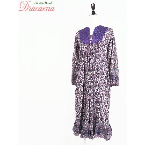 超特価sale開催 パープル ペイズリー 花柄 コットン インド綿 ワンピース 古着 レディース 人気 ヴィンテージ ビンテージ メンズ古着 レディース古着 古着 キルティング 古着 ドレス 長袖 エスニック ロング ワンピース チュニック Www Santoangelbritishschool Es