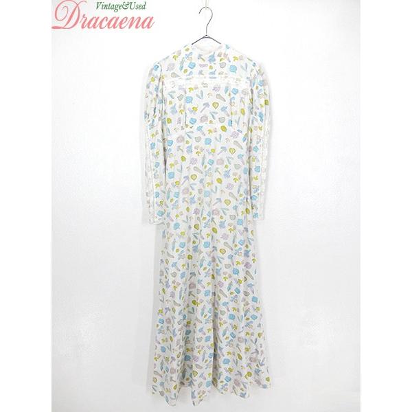 高速配送 古着 長袖 古着 ビンテージ 花柄 70s 70s USA フラワー 襟付