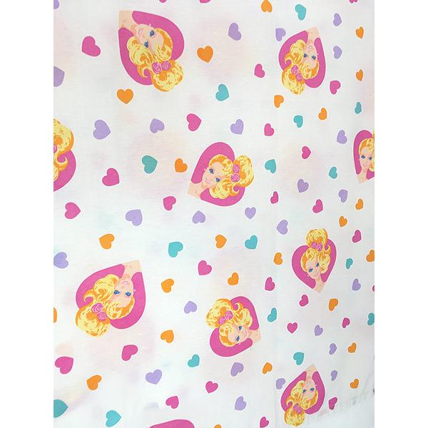 人気ブランド 雑貨 古着 90s Usa製 Barbie バービー 人形 キャラクター ハート 総柄 ベッドシーツ カバー リメイク生地としても 小物 古着 早割クーポン Nicmosul Org