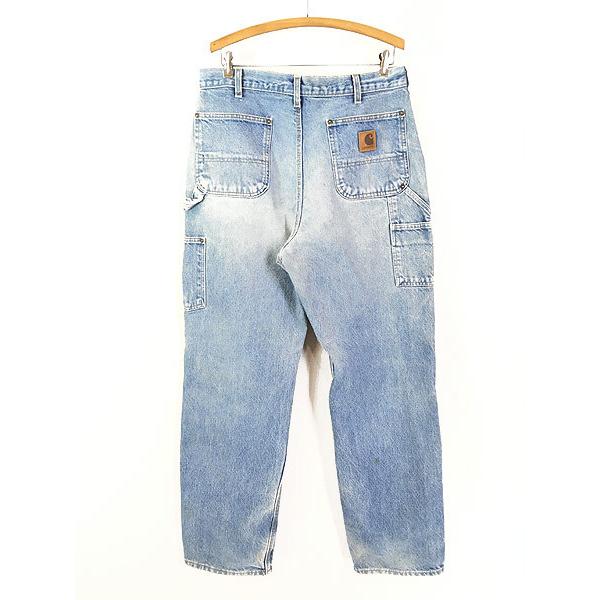 古着 90s Carhartt 人気 Wニー デニム ペインター ロガー パンツ W35