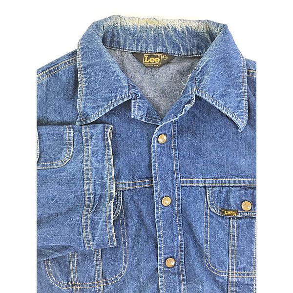 古着 70s USA製 Lee レア!! オリジナル 半袖 濃紺 デニム サファリ