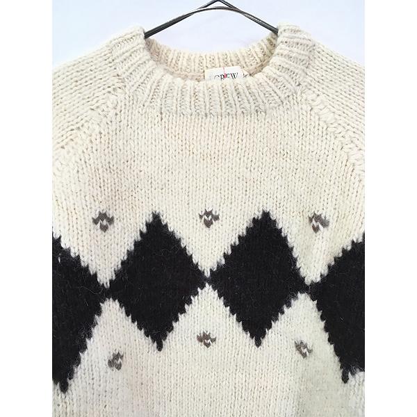 古着 90s J Crew ダイヤ ボーダー ヘビー ウール ニット セーター XL 