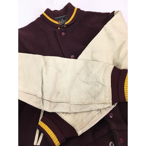 古着 60s Whiting ショールカラー 本革 レザー ウール スタジアム 