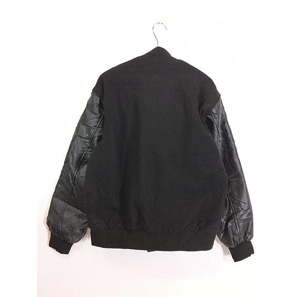 古着 90s USA製 The Game フェイク レザー × メルトン ジャケット